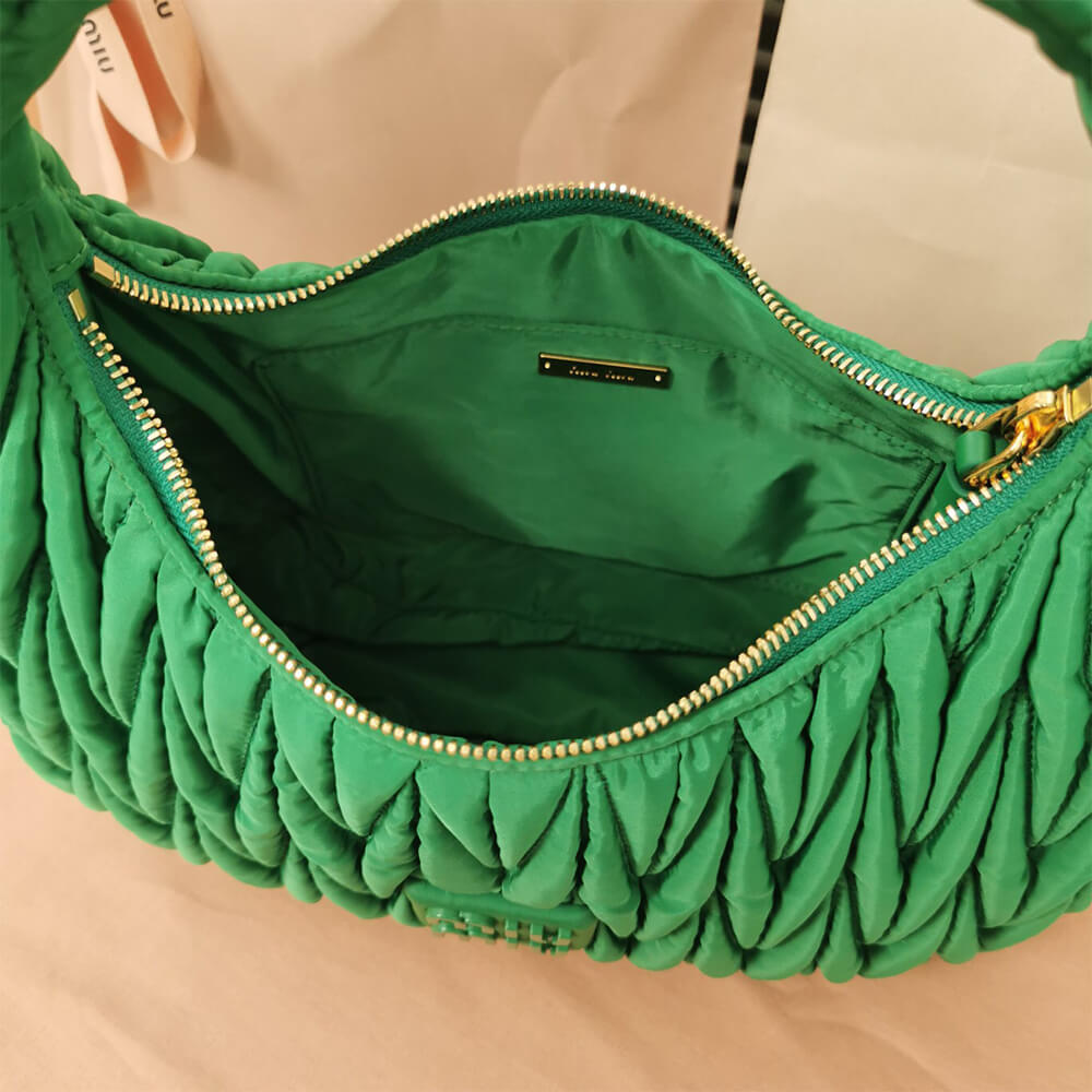 Miu Wander matelasse regenerated nylon hobo bag