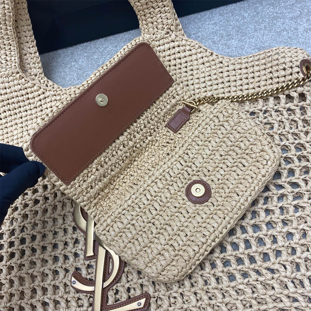 YSL ICARE SHOPPING BAG IN RAFFIA(HIGH-END GRADE)