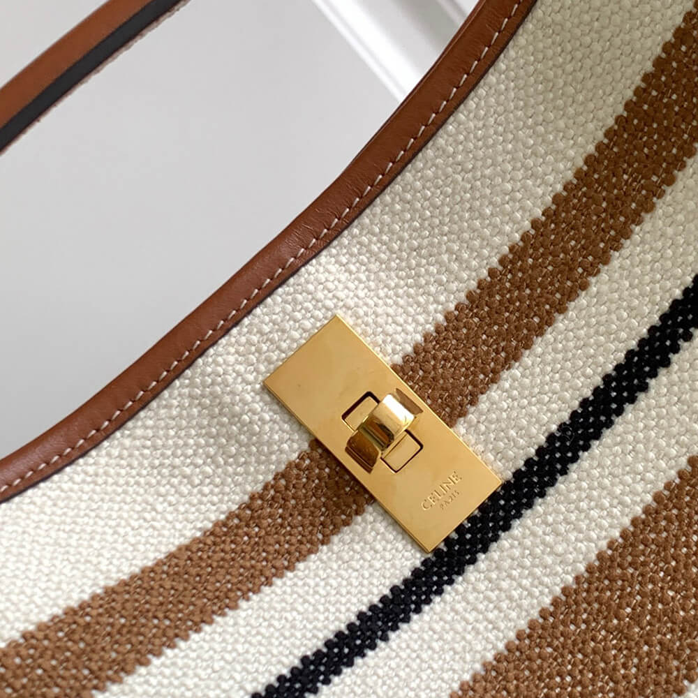 Celine BUCKET 16 BAG IN STRIPED TEXTILE WITH CELINE JACQUARD(high-end grade)