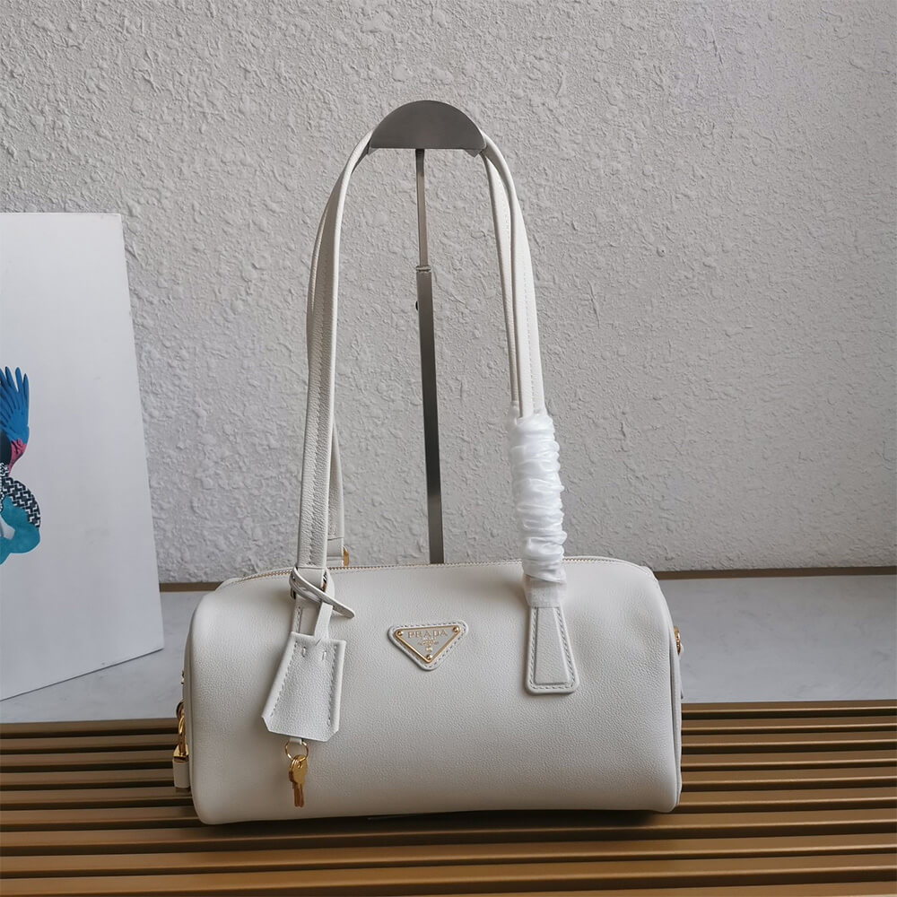 Prada Medium leather top-handle bag with padlock(high-end grade)