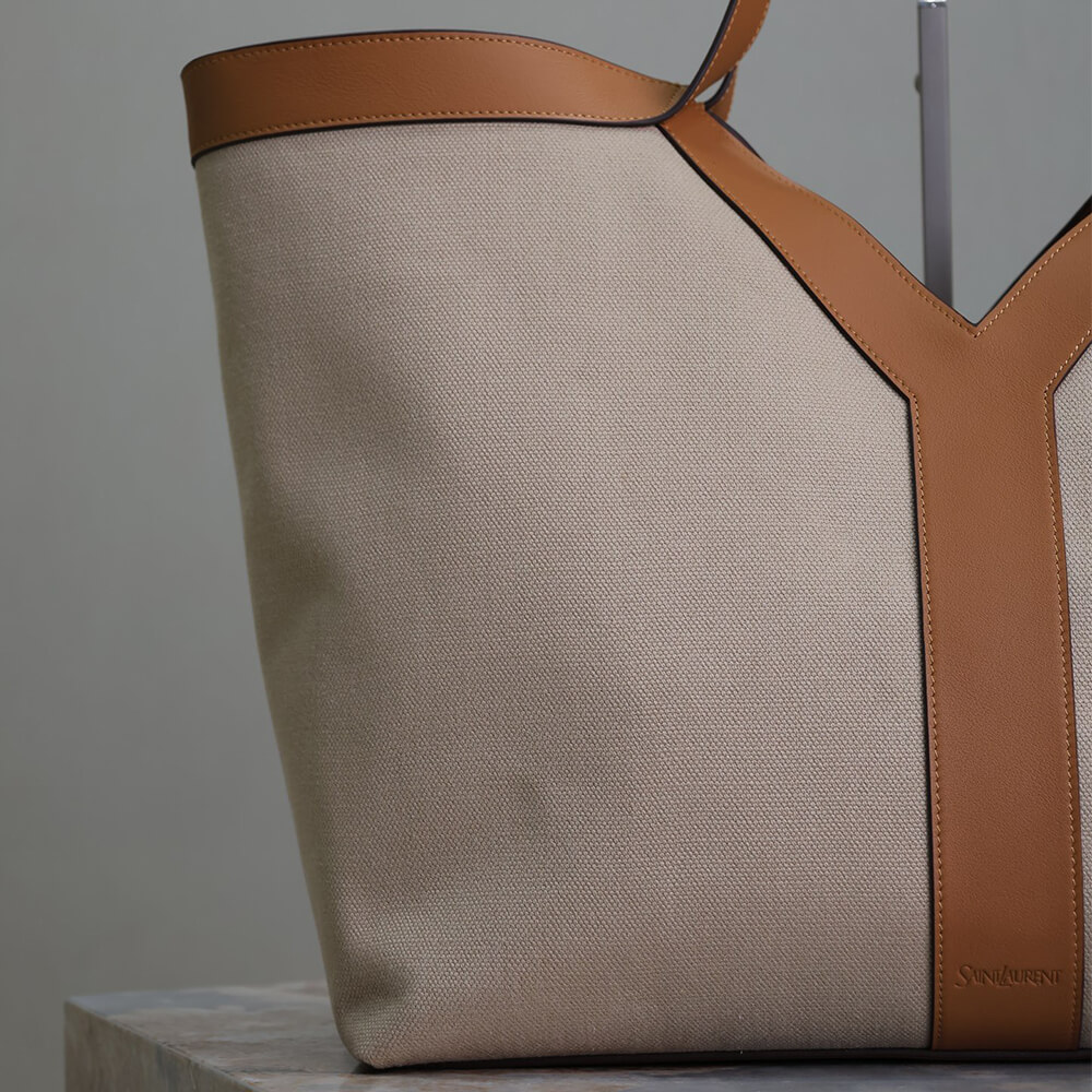 YSL Y TOTE IN CANVAS AND LEATHER(HIGH-END GRADE)